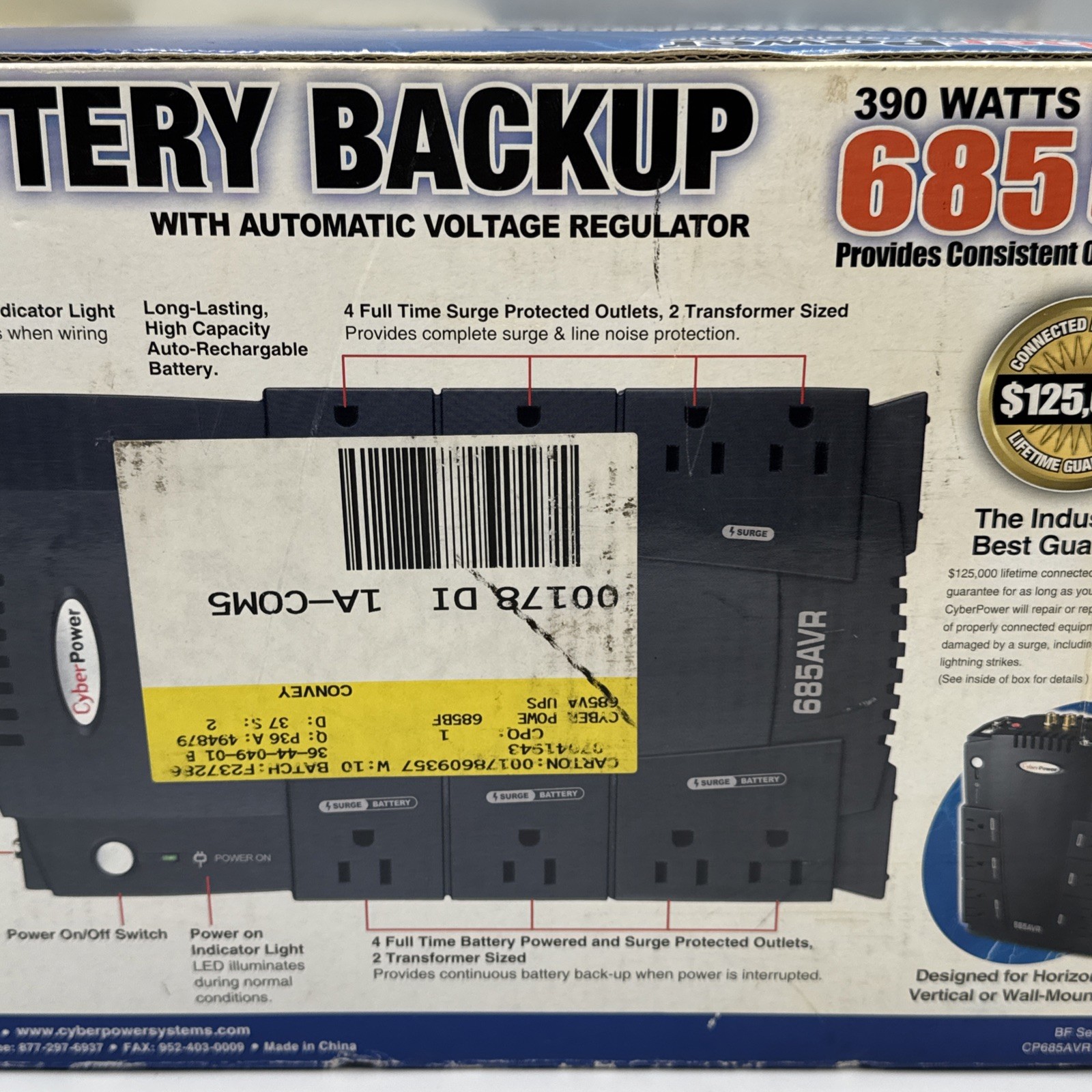 CyberPower CP685AVR Line-interactive 685VA Compact Uninterruptible Power Supply