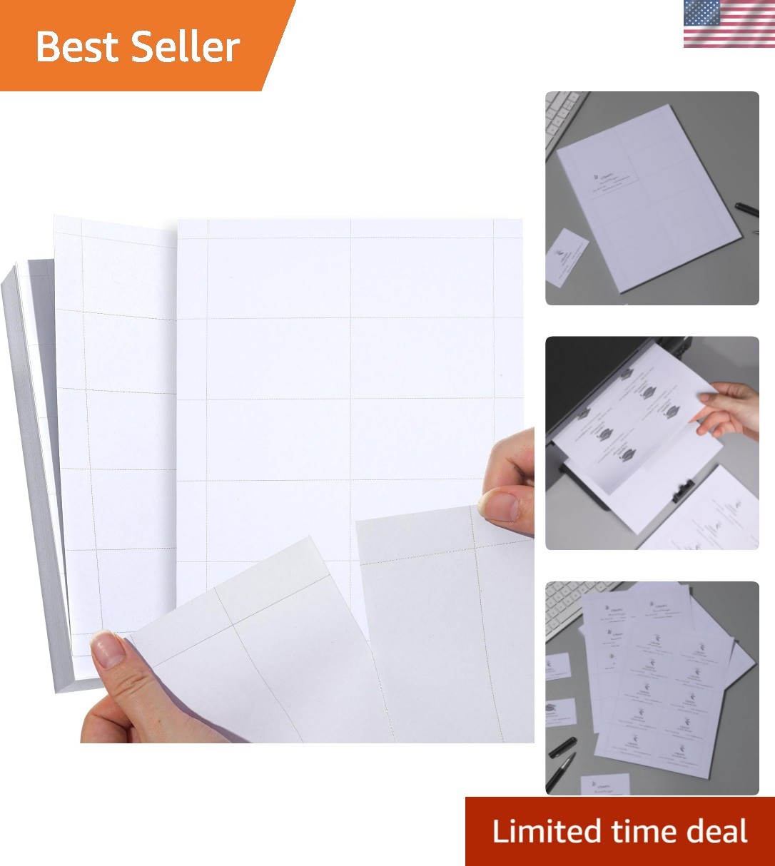 250 Piece Blank Printable Business Cards 3.5 x 2, Perforated Card Stock Paper…