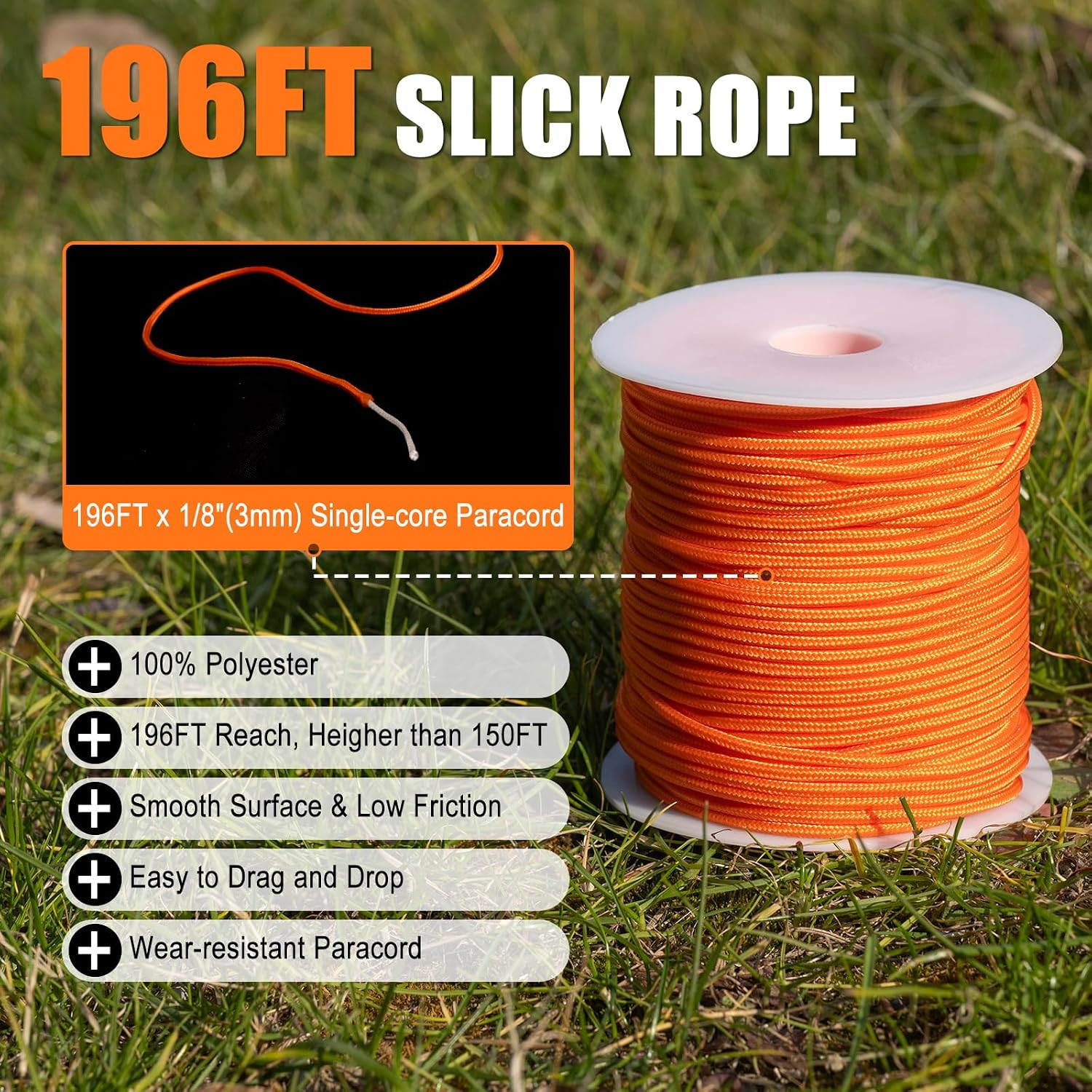 Arborist Throw Line Kit, 15Oz Throw Weight & 196Ft Paracord Rope, 100%