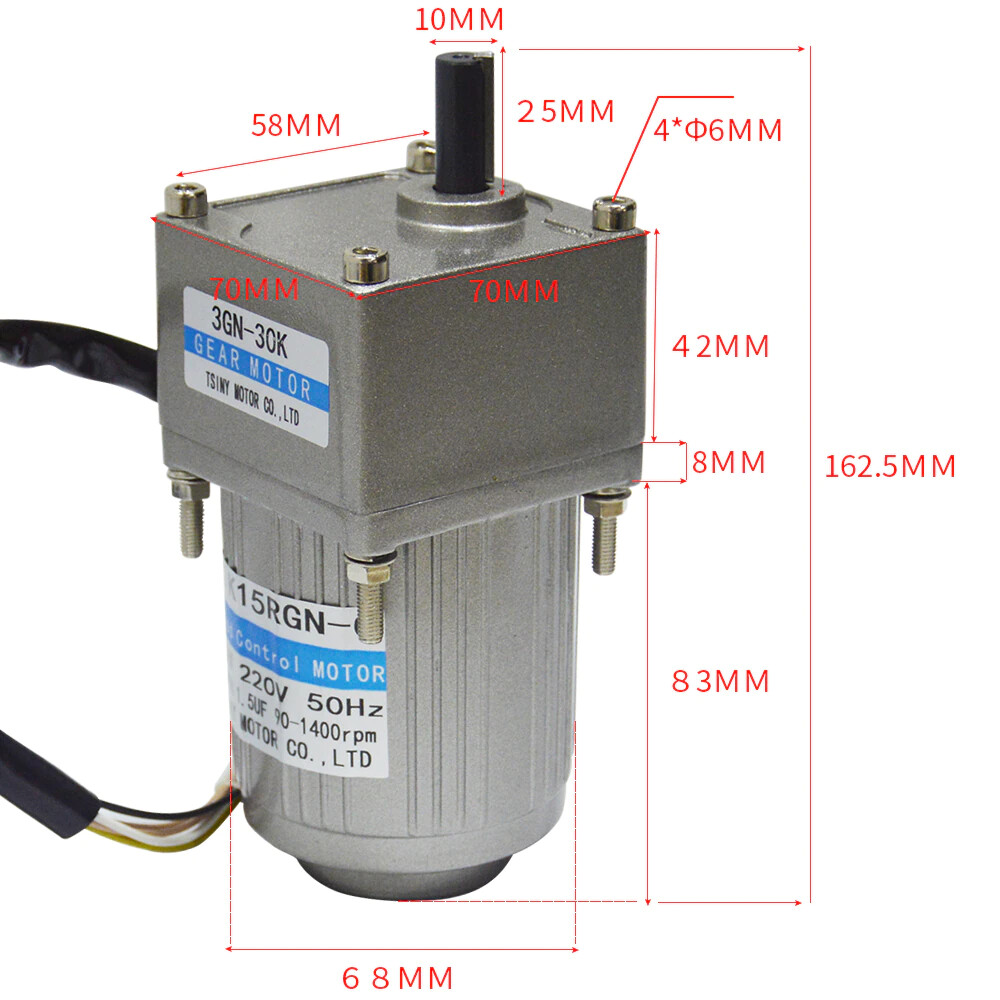 AC 110V 220V 50/60HZ 15W Gear Reducer Motor AC Speed Controller Variable CW CCW