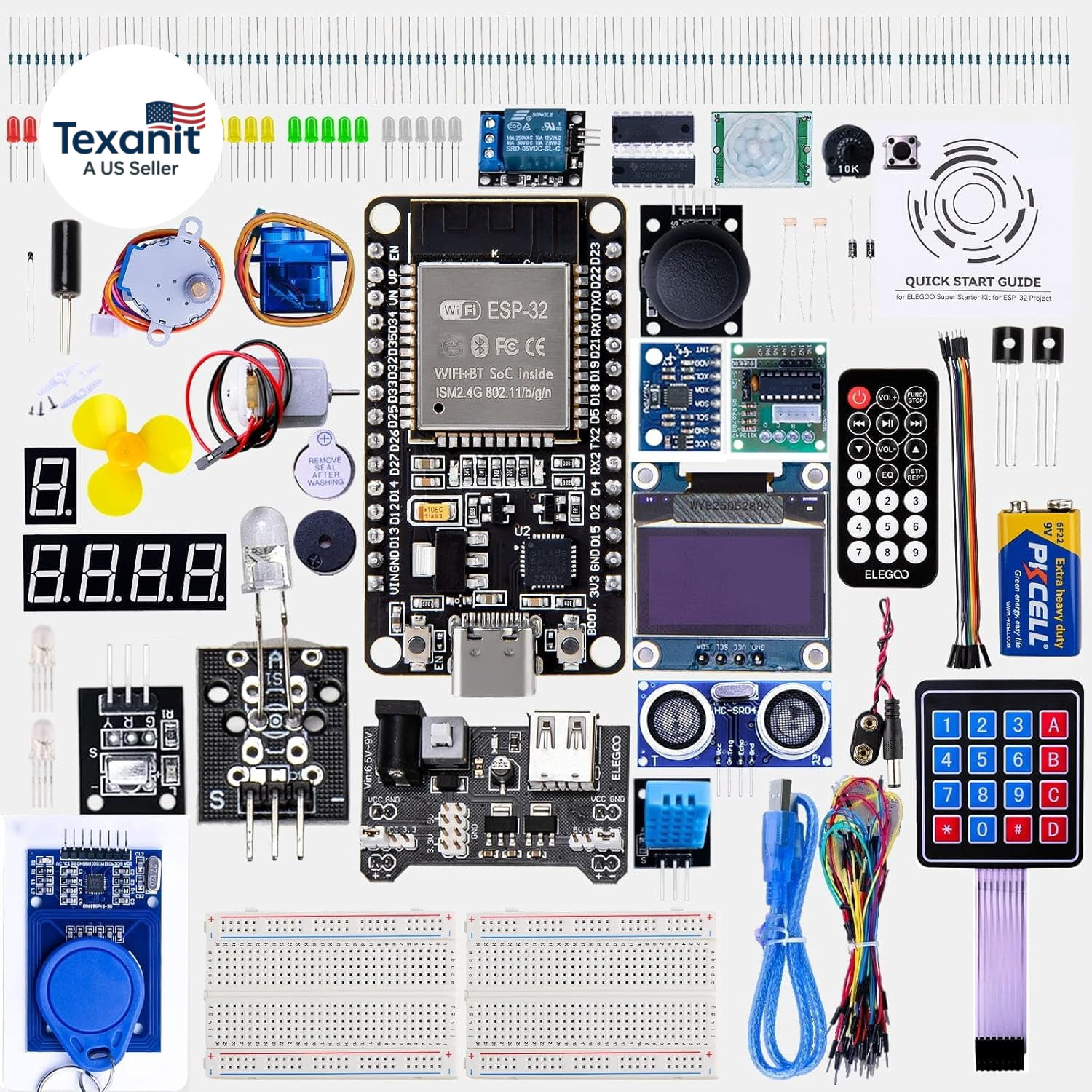ESP-32 Super Starter Kit with Tutorial and Development Board USB-C Dual Core Mic