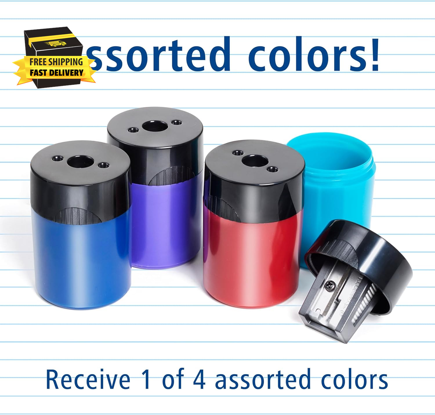 Pencil Sharpener, Premium Quality Sharpener with Screw-On Lid, Prevents Accident