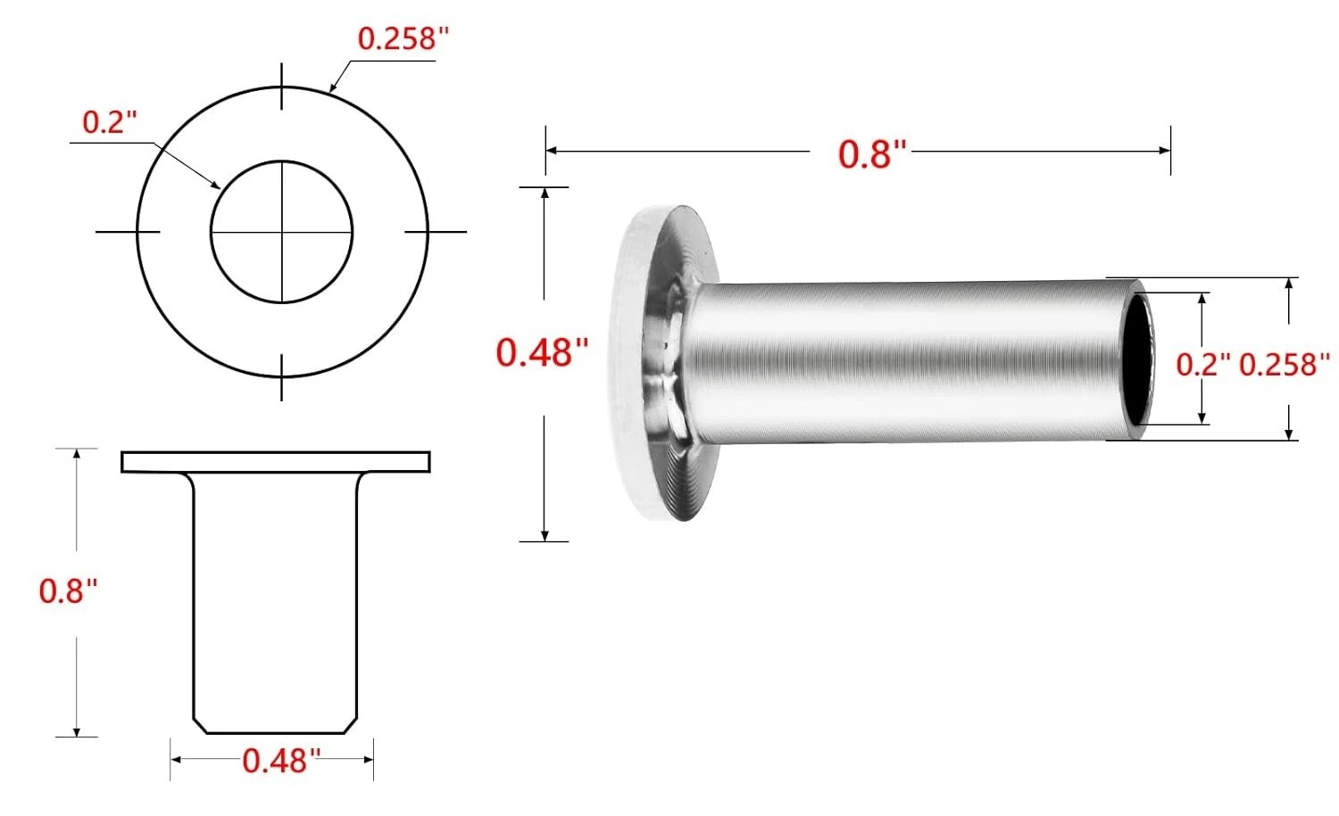 T316 Stainless Steel Protective Protector Sleeve for 1/8″ & 3/16“ Cable Railing