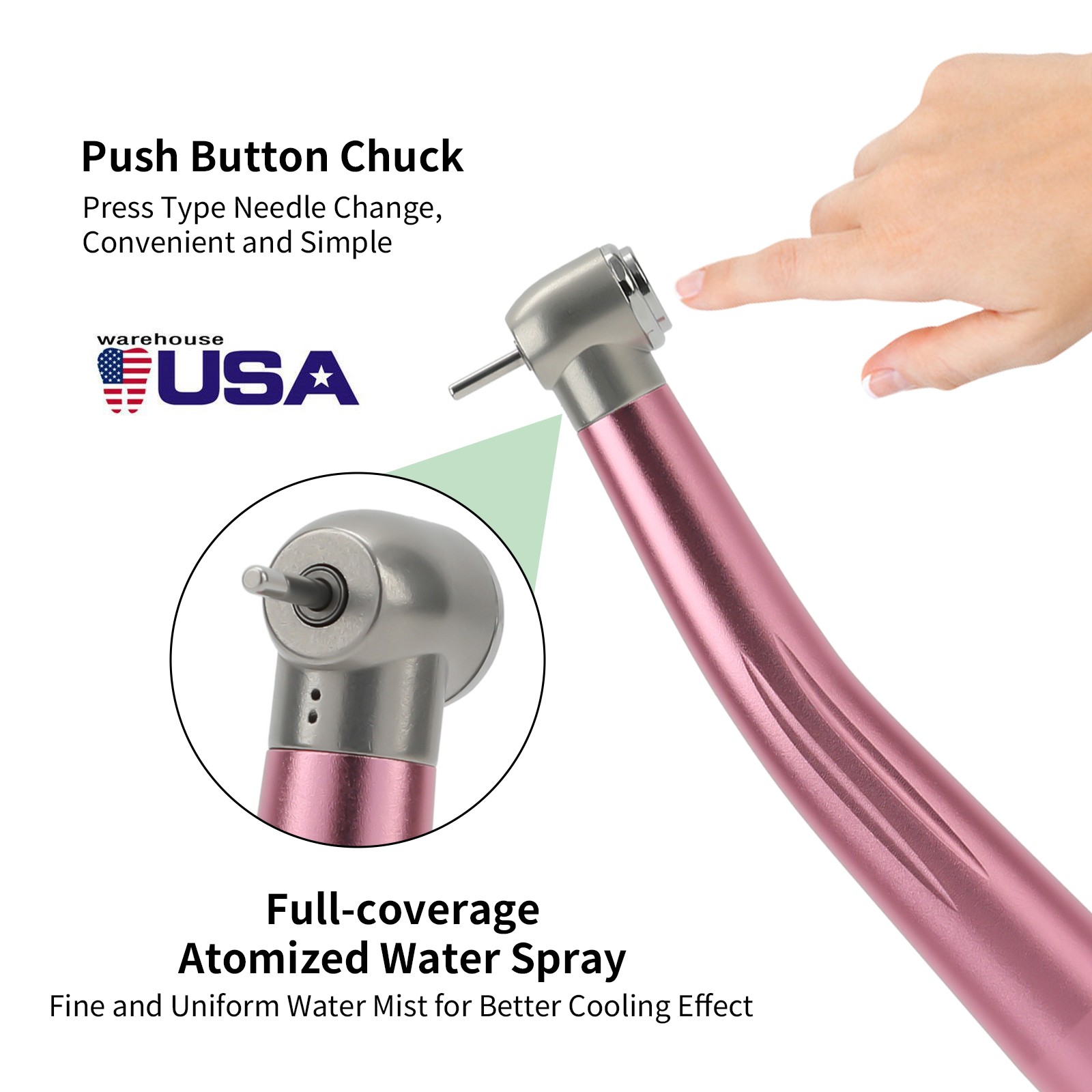 Dental Fast High Speed Handpiece Air Turbine Push Button 4Hole NSK Style Color