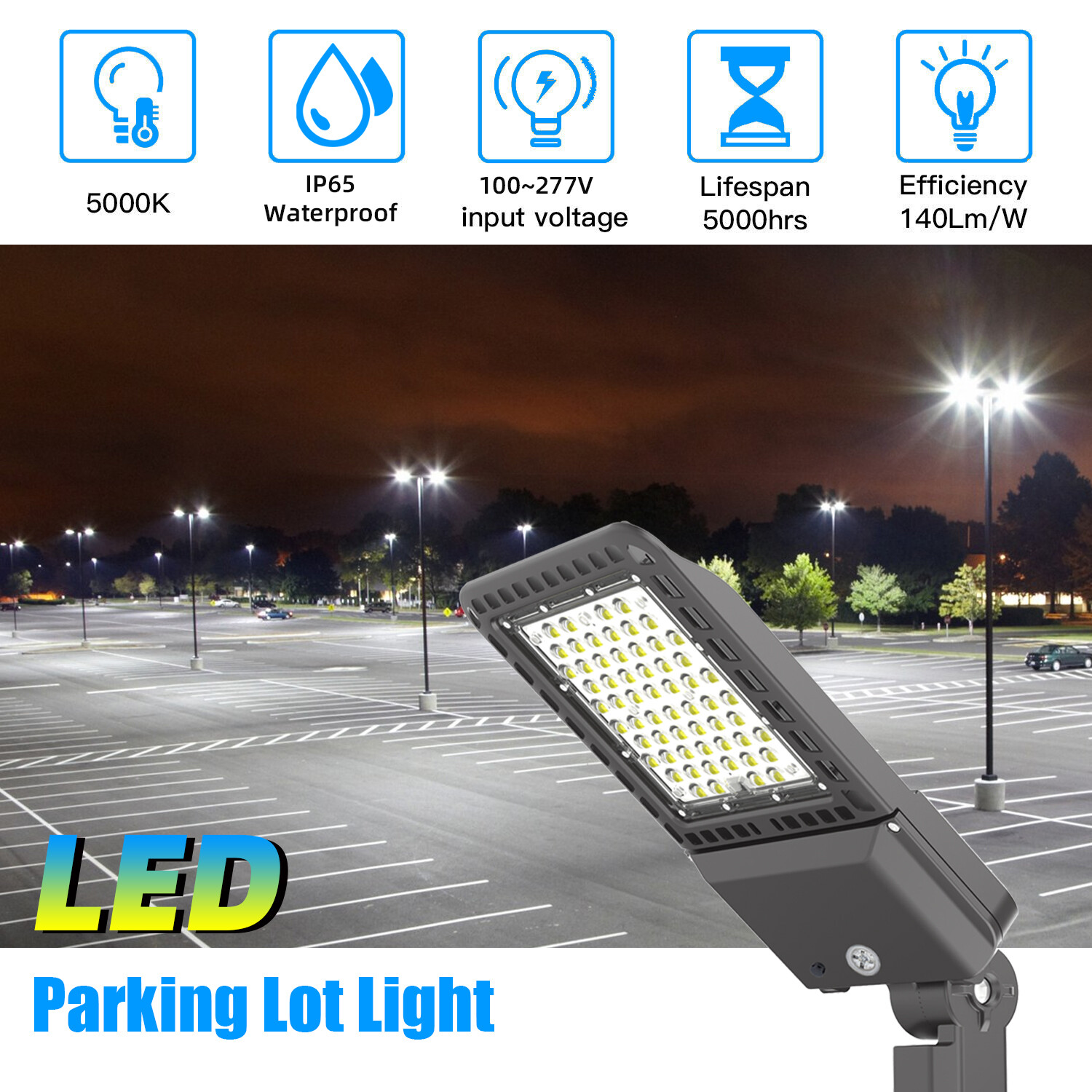 LED Parking Lot Lights 200W – Commercial Street Pole Fixtures Shoebox Area Light
