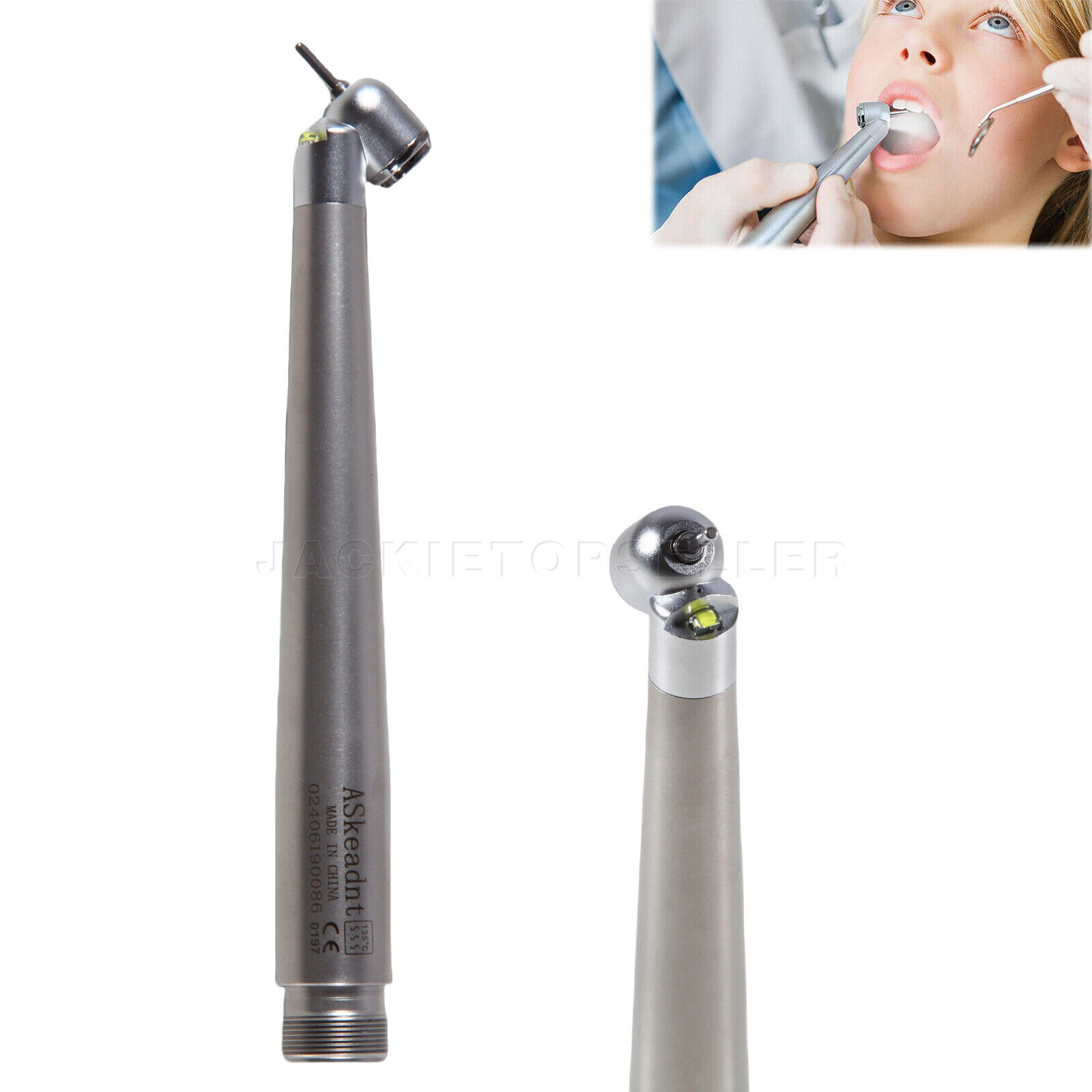 LED Dental Surgical Handpiece 45° Angle 2 Hole Borden Rear Exhaust Impact Air