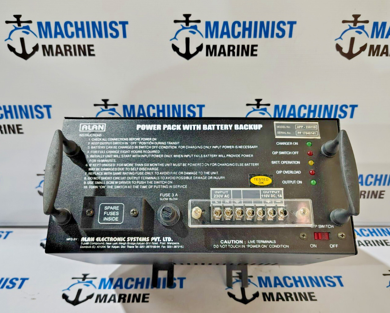 ALAN APP-230110 POWER PACK WITH BATTERY BACKUP INPUT 230V AC OUTPUT 110V DC 1 A