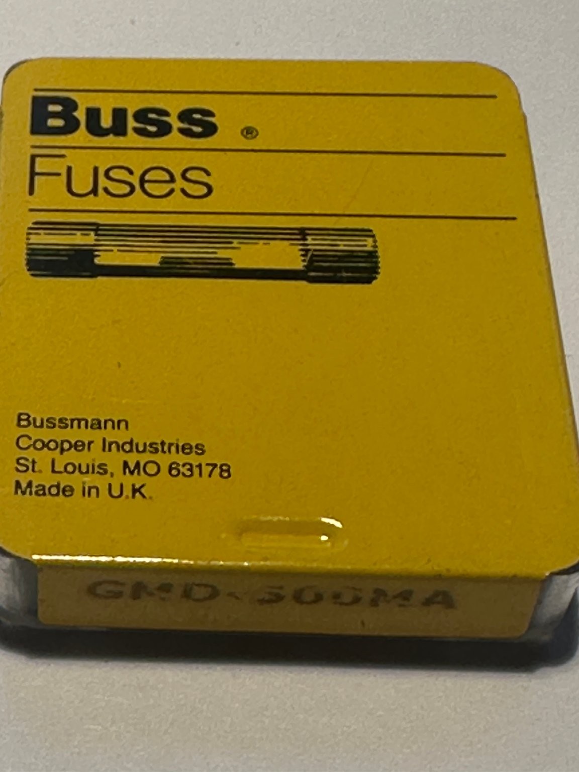 Buss GMD-600MA Fuses 600mA 250V AC Glass Tube Fuse Lot of 5 UK Made