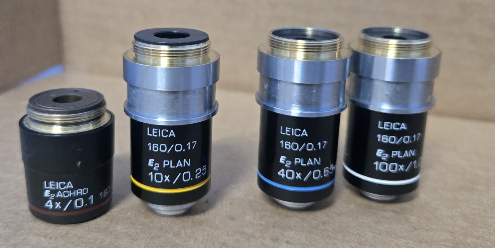 LEICA M/CME MICROSCOPE OBJECTIVES 13494000,4025,4030,4035 4X/ 10X/ 40X/100X/