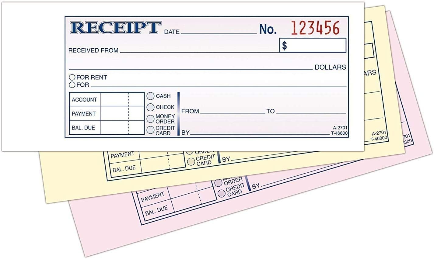 Adams Money/Rent Receipt Book, Carbonless, 3-Part, 2-3/4 x 7-3/16 Inches, 50…