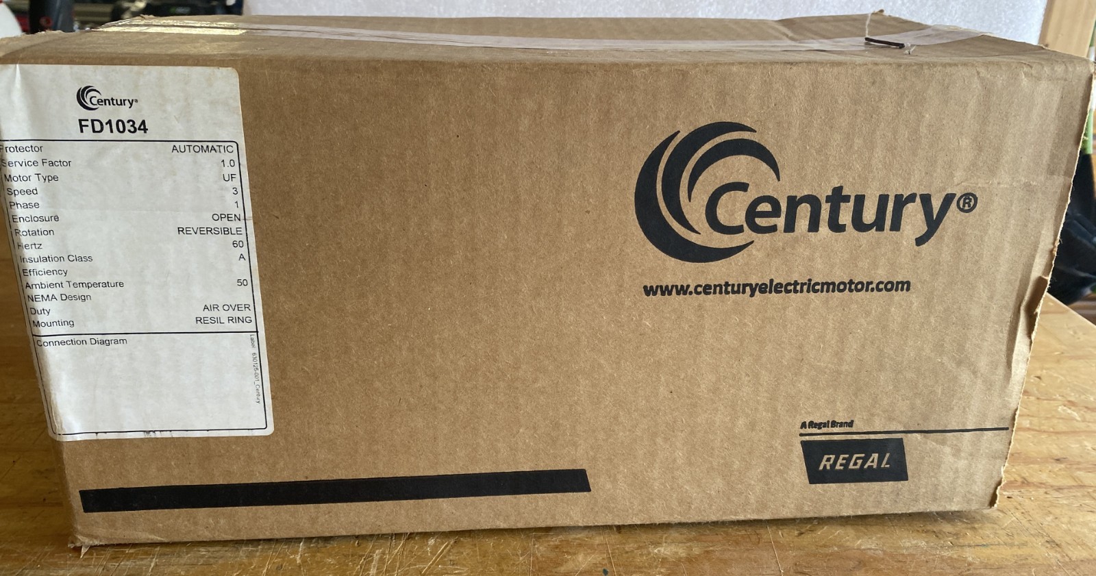 New Century FD1034 1/3 HP, 1625 RPM, 208-230 V, 48Y Fr, Electric Blower Motor.