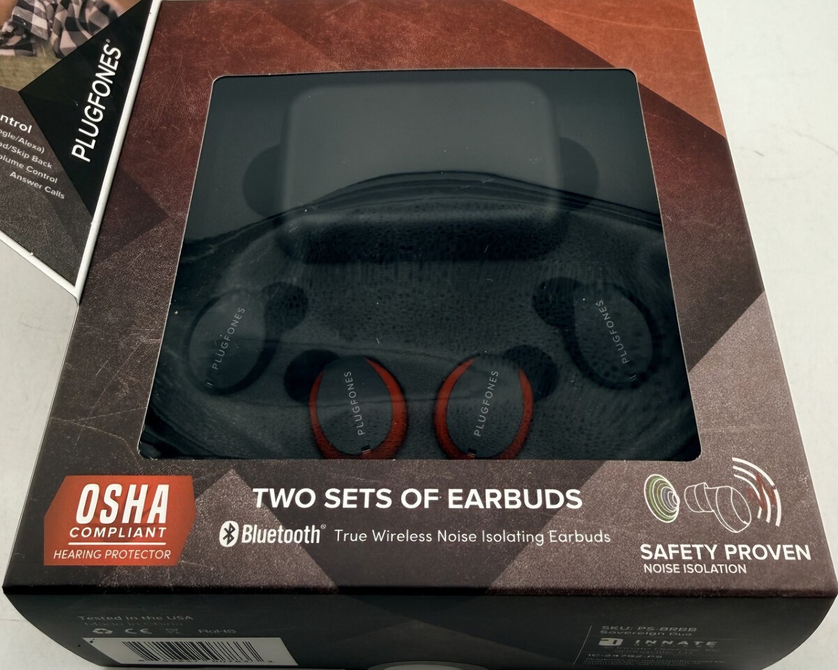 PLUGFONES SOVEREIGN DUO PS-BRBB 26DB TRUE WIRELESS AUDIO EARPLUGS OSHA CERTIFIED