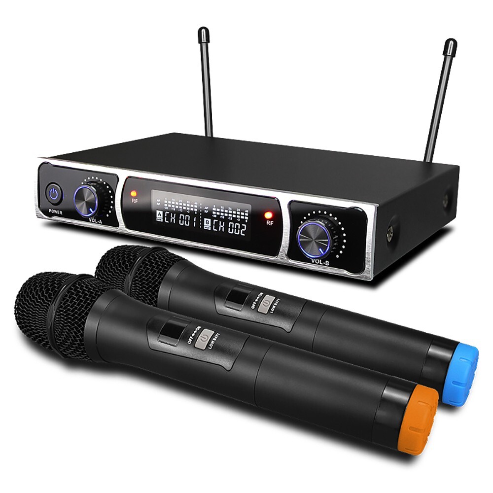 Professional 2 Channel UHF Wireless Dual Microphone Cordless Handheld Mic System