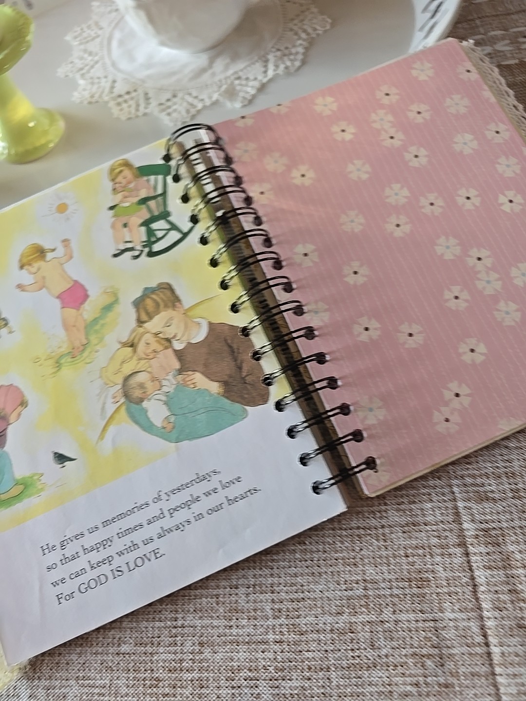 LGB About God Hardcover Junk Journal Wire Bound Scrapbook Vintage Upcycled Book