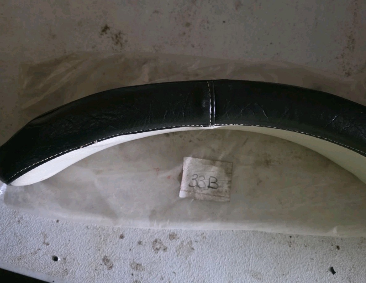 Curved Black And White Tractor Seat Backrest 17″ Wide Marked 33B