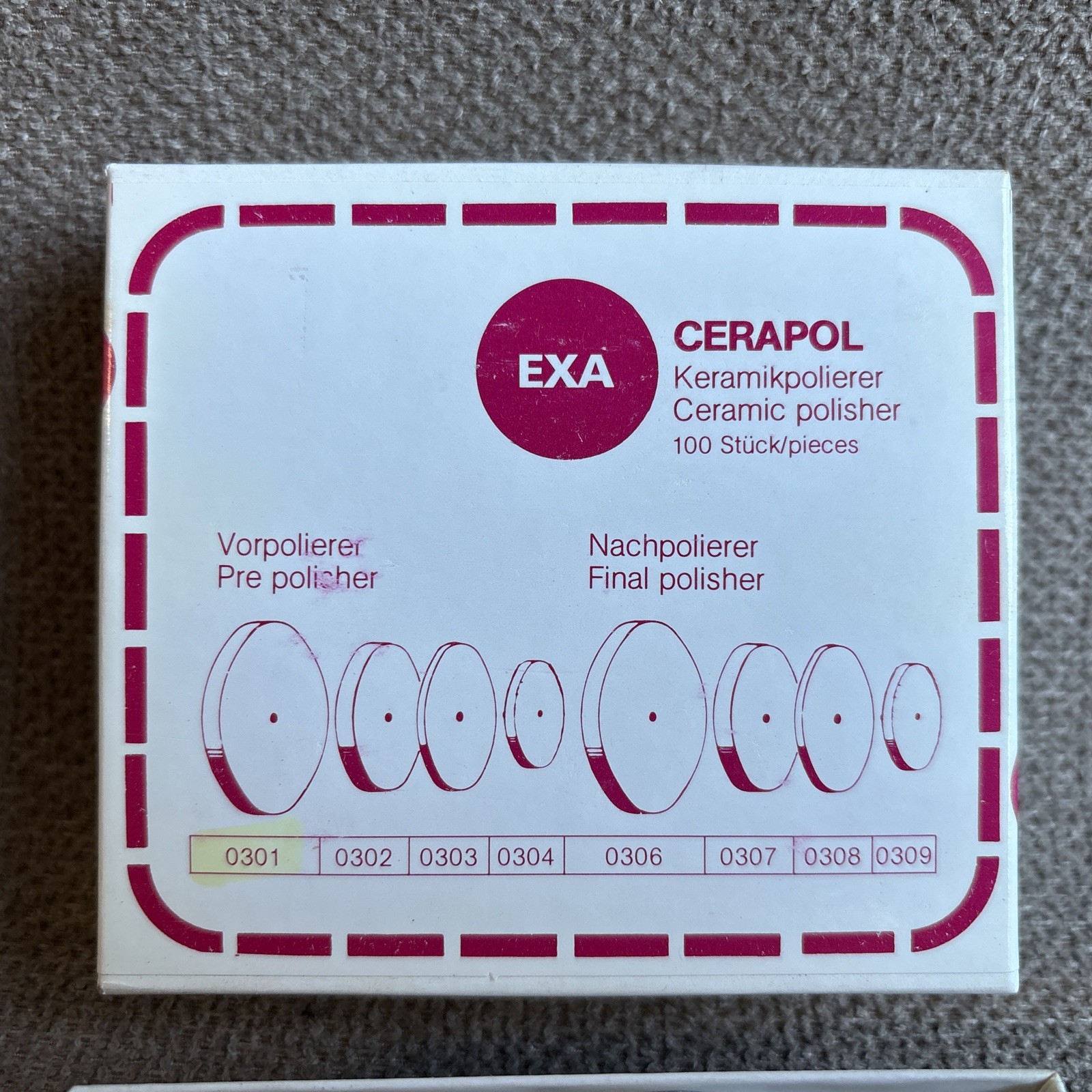 EDENTA Exa Cerapol Dental CERAMIC POLISHERS 85+ Box ~ 0301~Made in Switzerland~