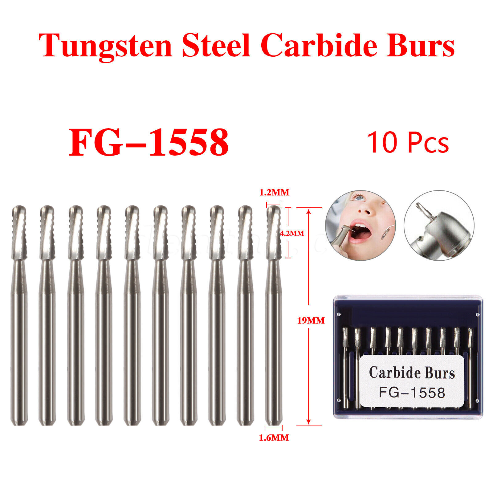 10-100 pcs Dental Tungsten Steel Carbide Crown Metal Cutting Burs For High Speed