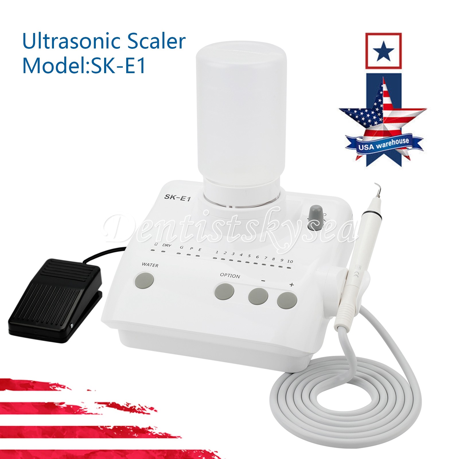 SKYSEA Dental Portable Ultrasonic Piezo Scaler 2*Bottles Tips Fit EMS Handpiece