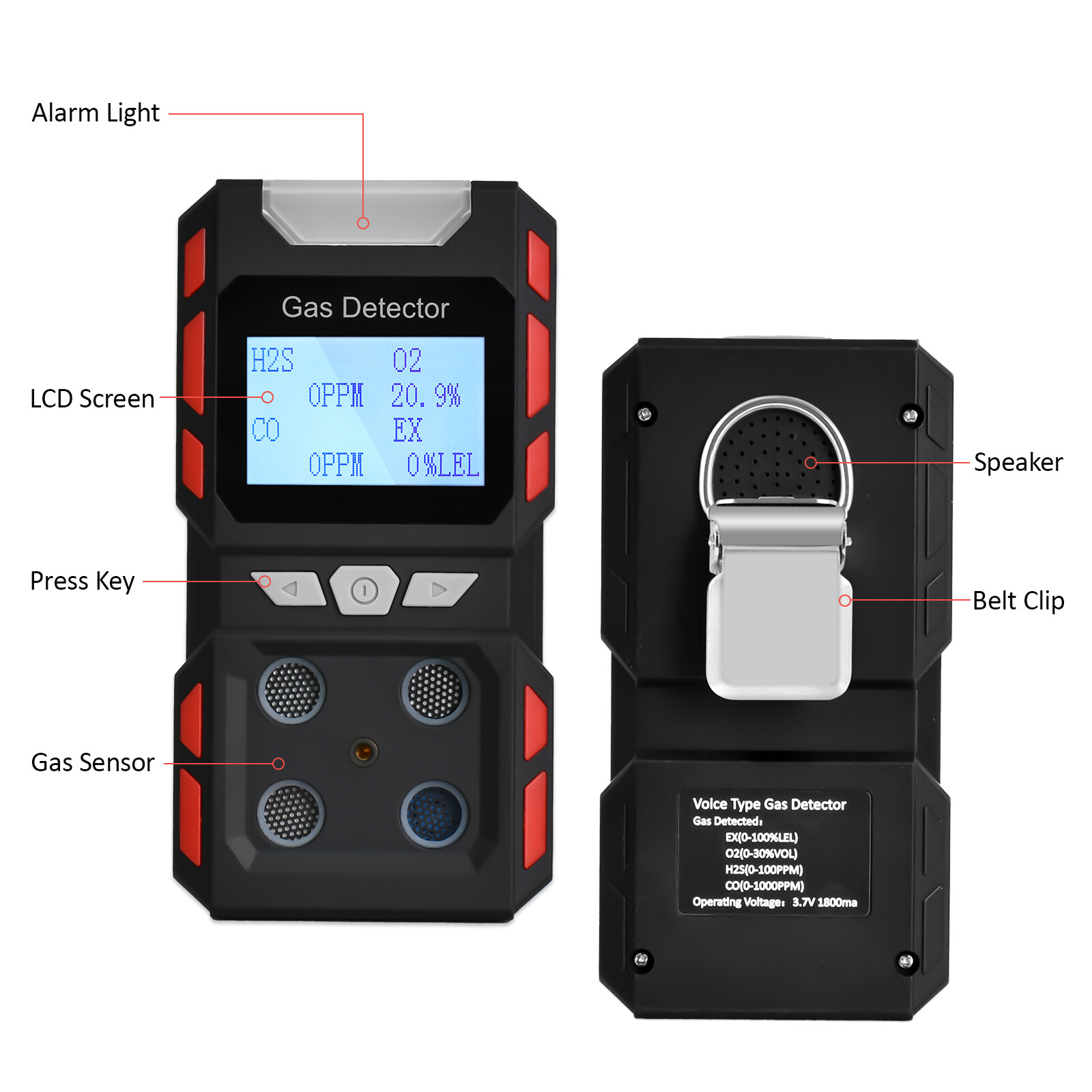 Industrial Gas Detector 4 Gas Tester Explosion-proof combustible gas detector US