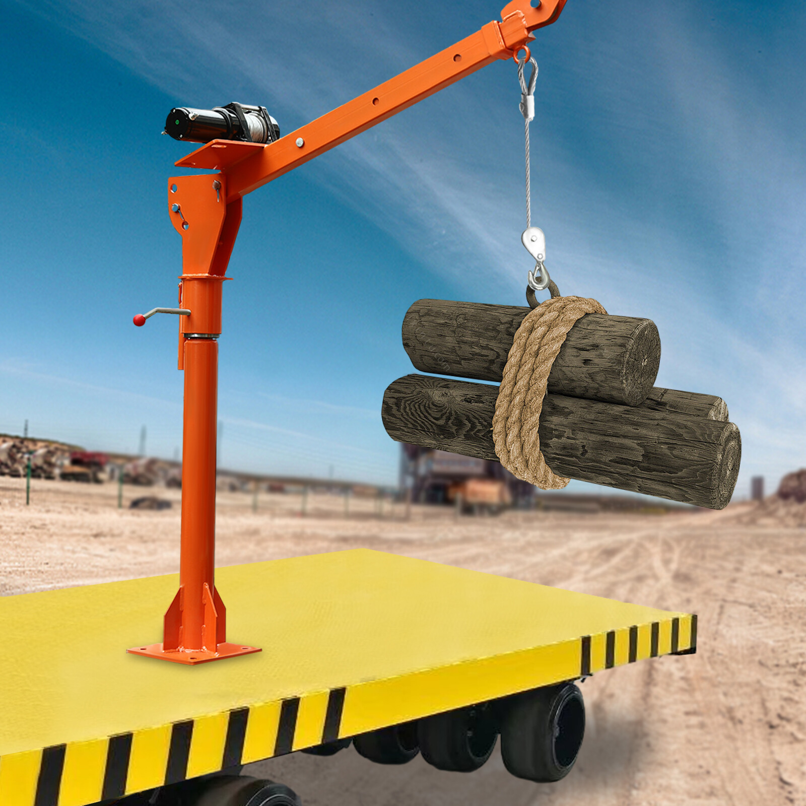 1100lb Q235 Steel Truck-Mounted Crane Hoist 12V Electric Pickup Truck Jib Cranes