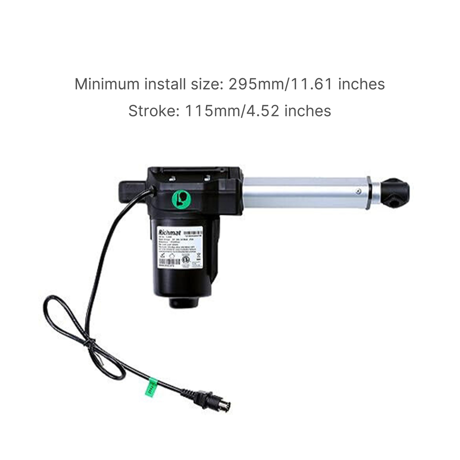 Adjustable Bed Richmat HJA58 Head Motor Stroke 115mm Minimum install size 295mm