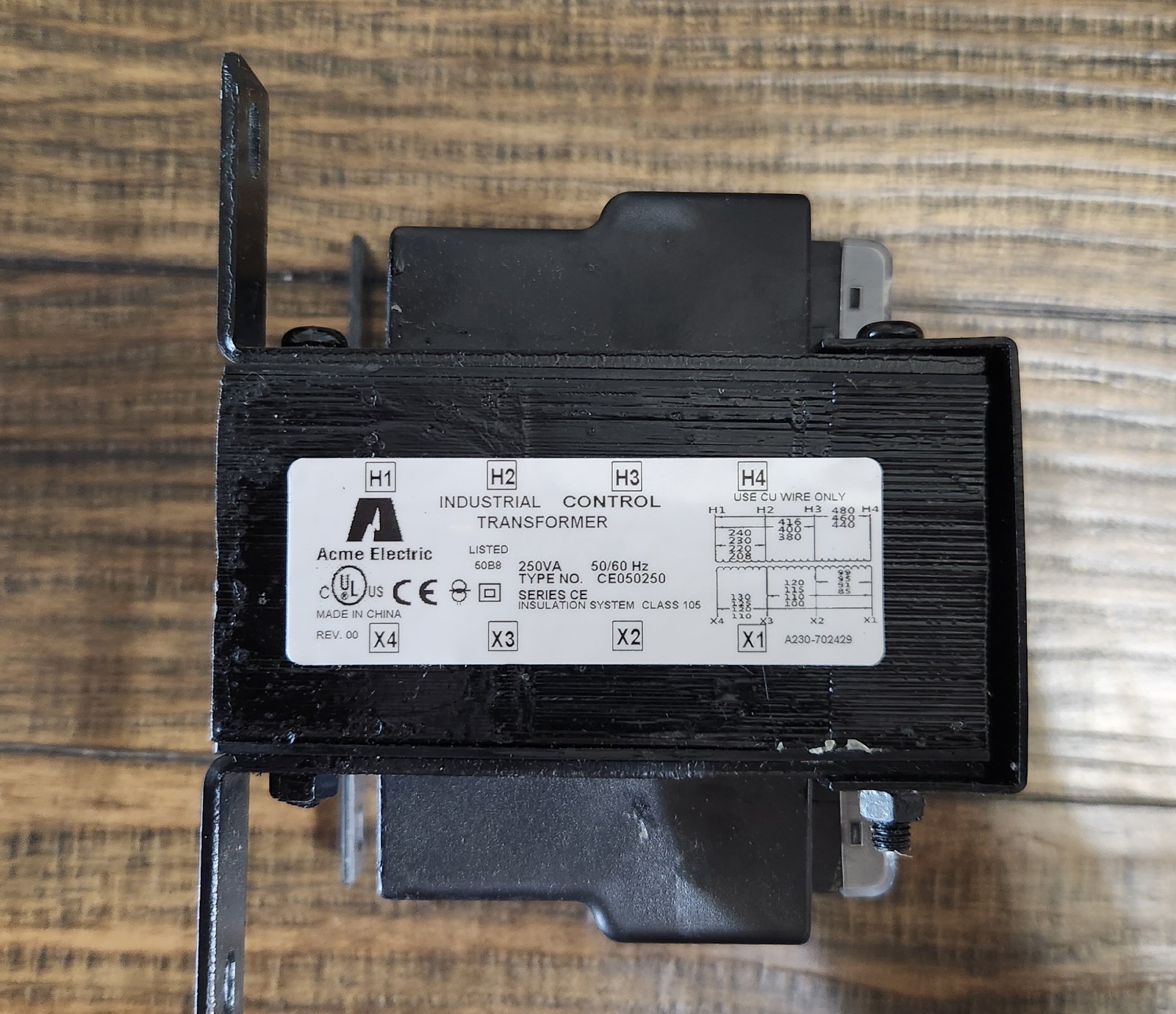 ACME CE050250 INDUSTRIAL CONTROL TRANSFORMER, 250 VA, 50/60 HZ, EIA-413-1644