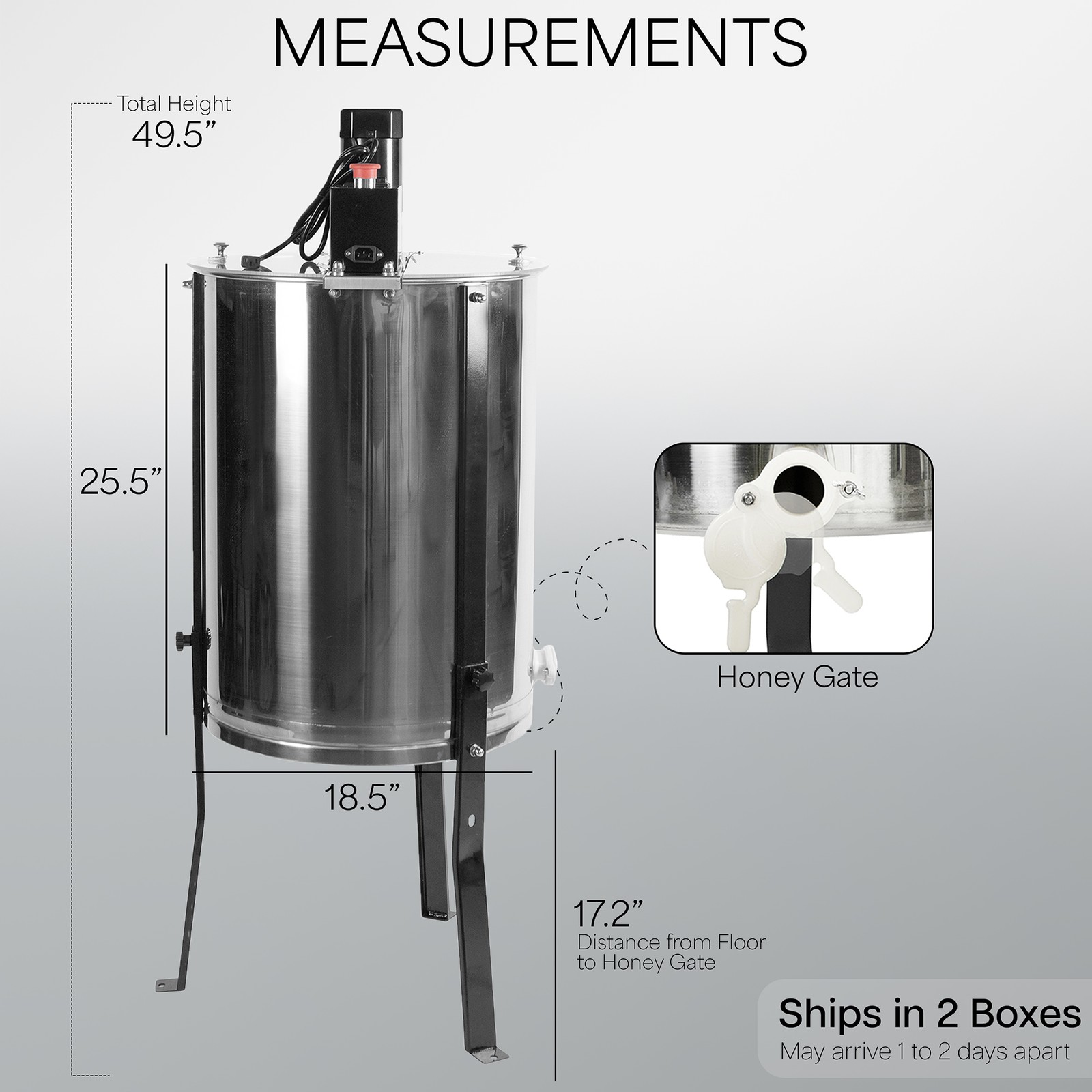 VIVO Electric 4/8 Frame Stainless Steel Honey Extractor (BEE-V004E)