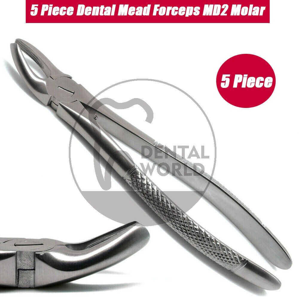 5 Pcs Dental Mead Forceps MD2 Molar Tooth Extracting Surgical Instruments