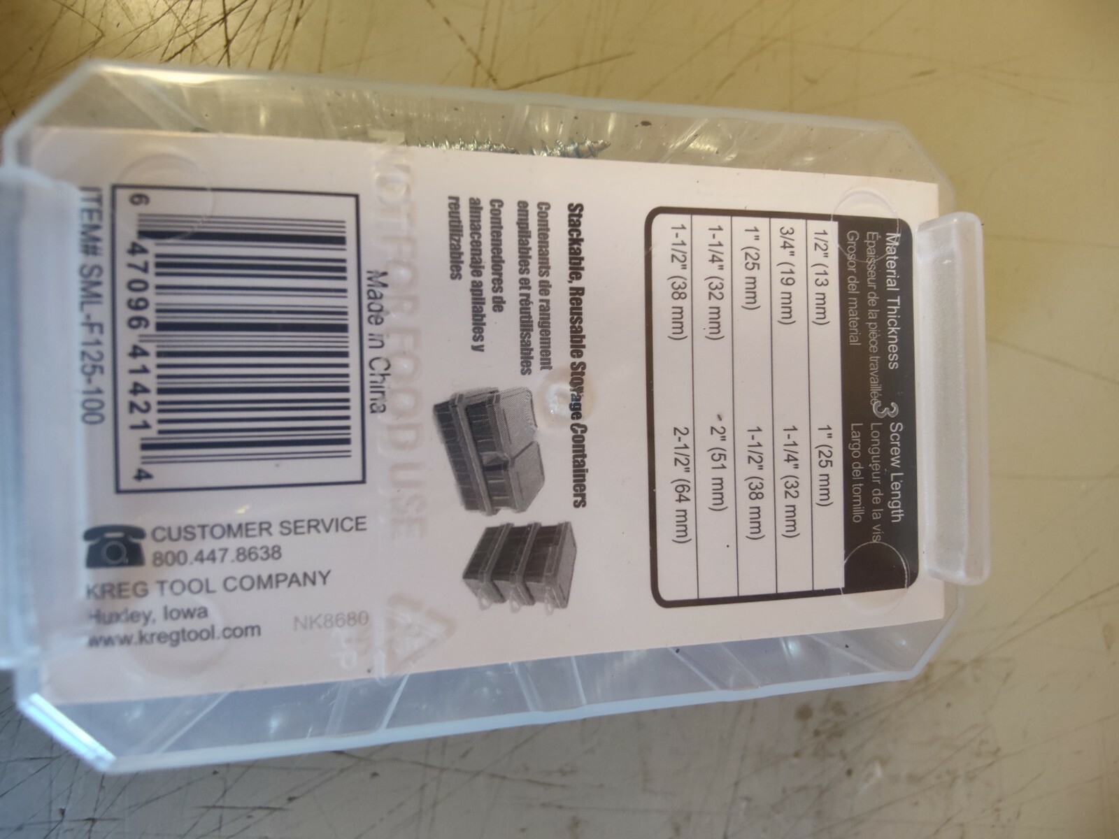 Kreg 100 CT Pocket-Hole Screw 1-1/4 in. 32 MM FINE THREAD LOT OF 4