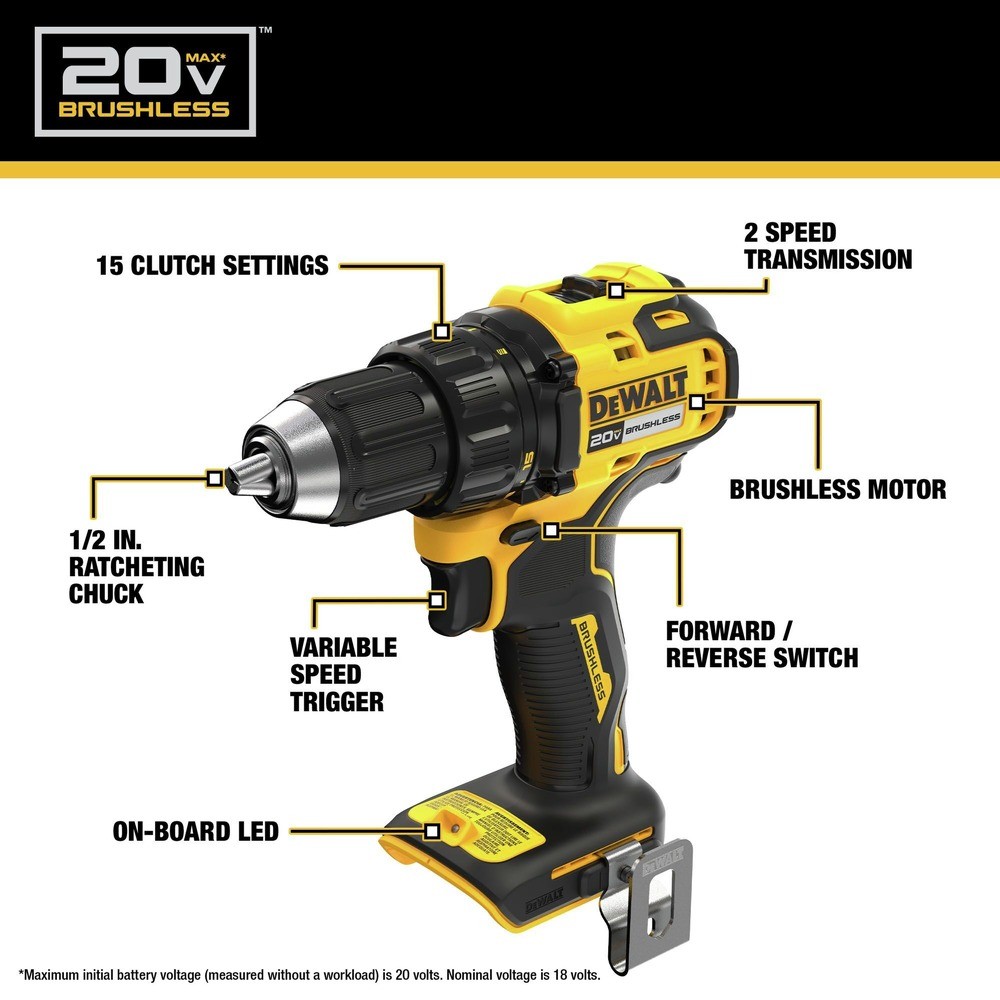 DEWALT DCD793D1R 20V MAX 1/2″ Cordless Drill Driver Certified Refurbished