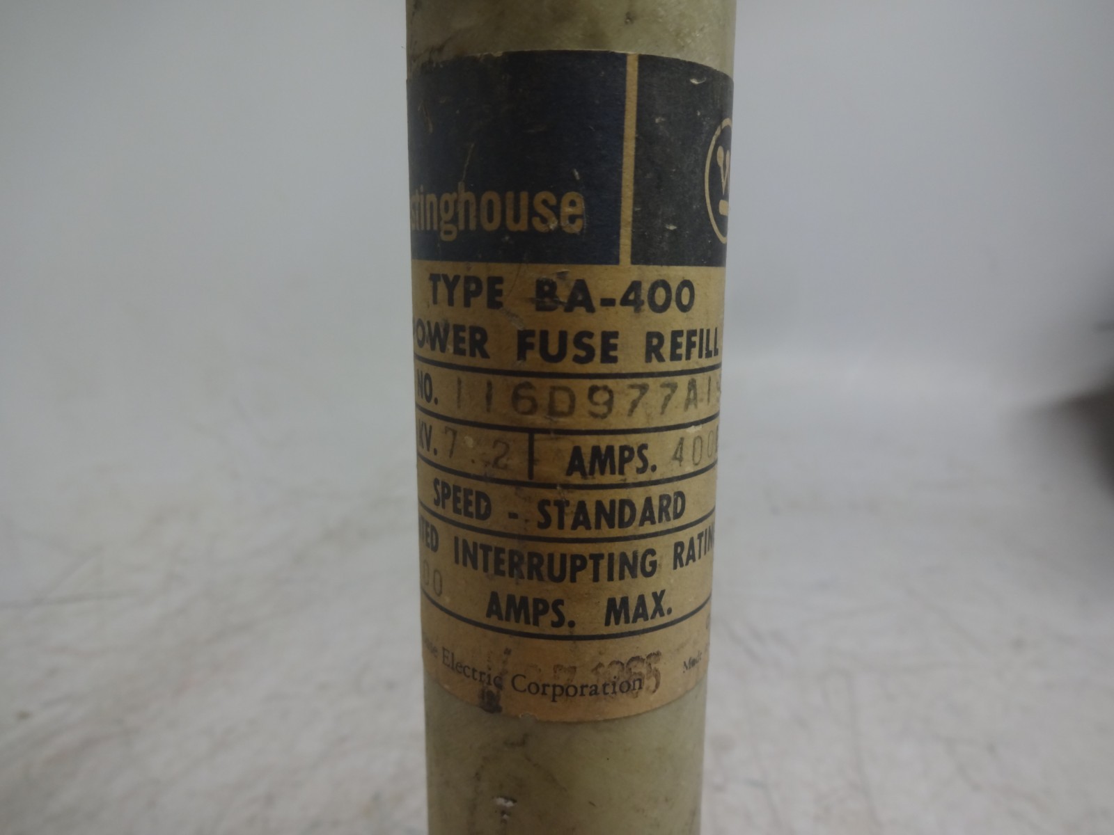 Westinghouse BA-400 116D977A19 Power Fuse Refill 7.2 KV 400E Amps