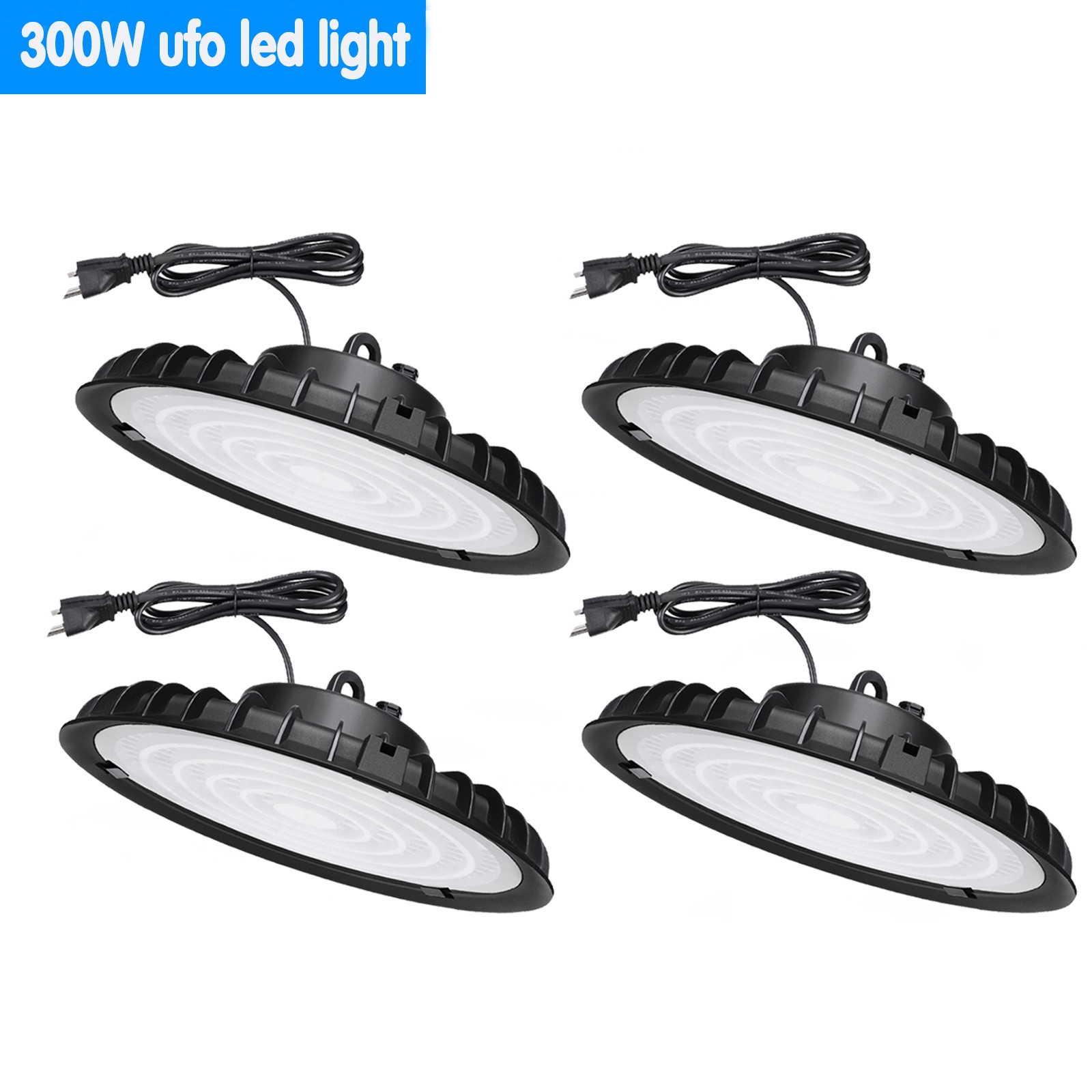 4 Pack 300W UFO Led High Bay Light Industrial Commercial Factory Warehouse Light