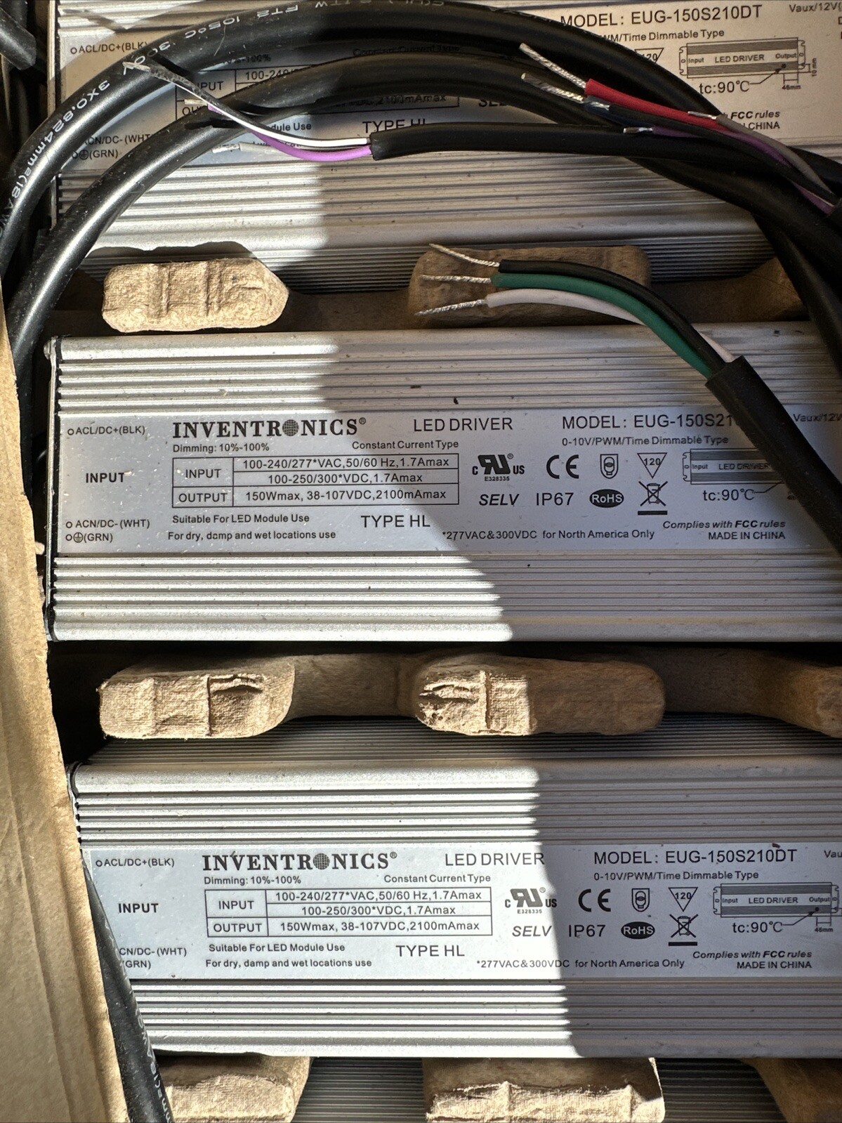 ⚡️EUG150S210 100-277VAC, 150W 140-2100MA, 38-107V, [0-10V PWM] IP67 LED DRIVER⚡️