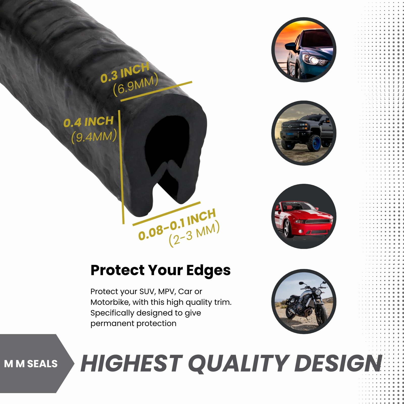 Edge Trim Black Small Fits Edge 1/16 to 1/8 Inch Length 10 Feet 3.05 Meter