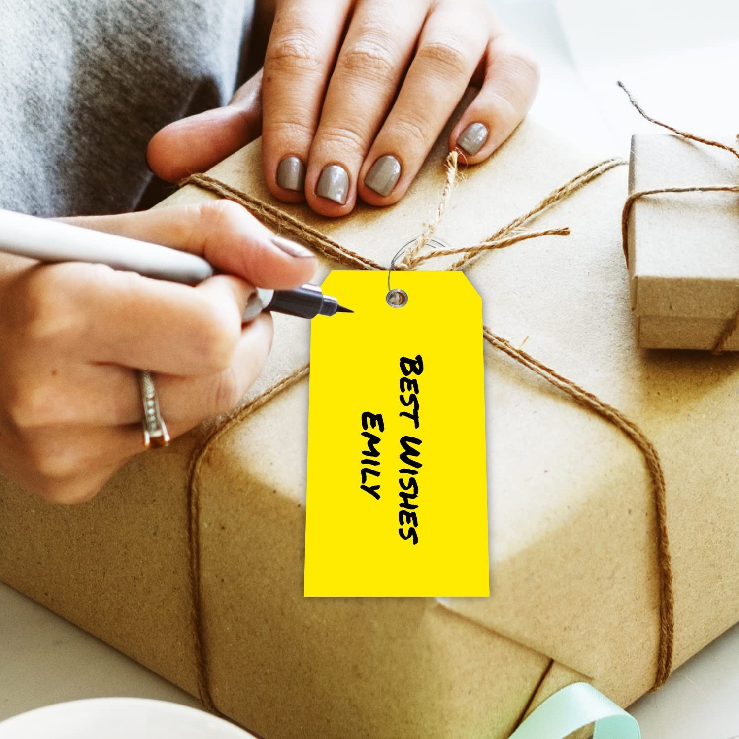 1000 Yellow Writable Plastic Tags with Wires – 4.75×2.375 inch, Tear-Proof, Meta