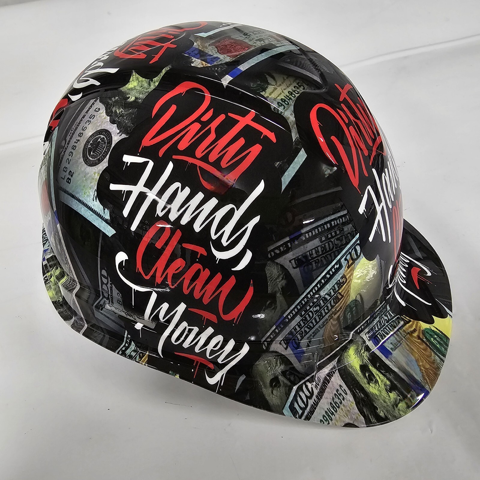 CAP STYLE hard hat custom hydro dipped IN DIRTY HANDS CLEAN MONEY NEW