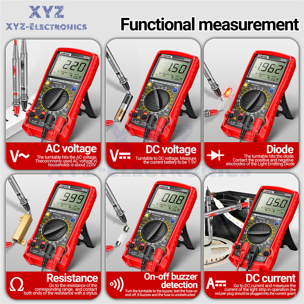 SZ26 Digital Multimeter 0-1000V 1999 Count AC/DC Car Overhaul Diode Resistance