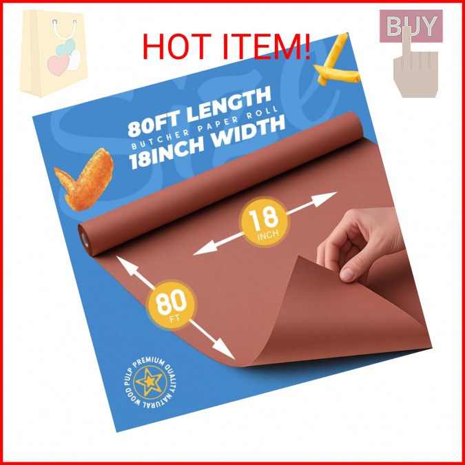 PH PERKHOMY Pink Butcher Paper Roll 18″ x 960″ (80′) for Smoker BBQ Grilling Smo