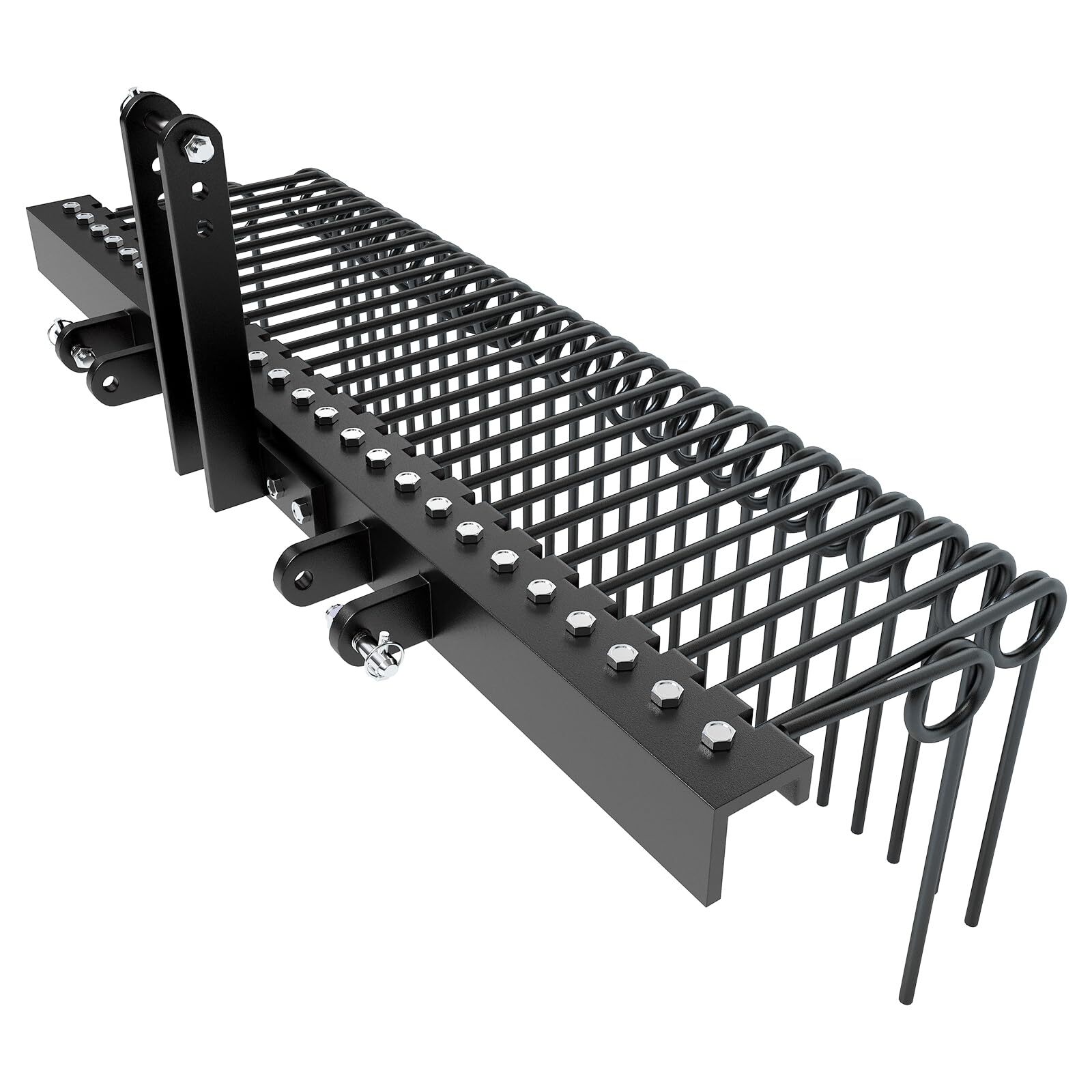 60″3-Point Tractor Rake,Durable Powder Coated Steel Spring Landscape Rake,Cat0&1