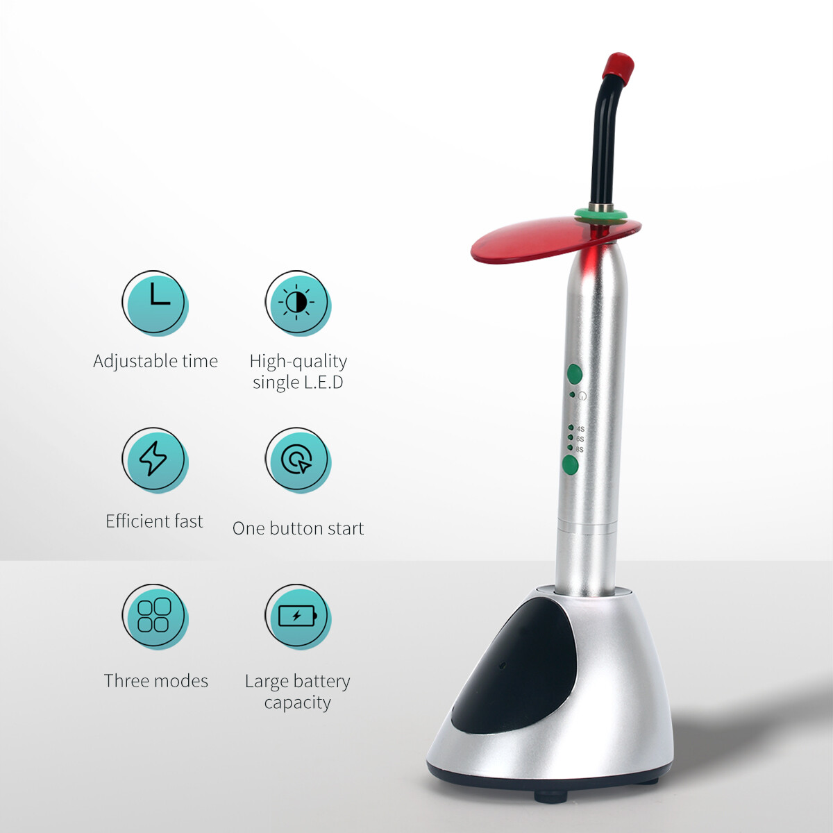 Lámpara luz curado LED inalámbrica dental Ortodoncia Curación rápida 2700m/cm2