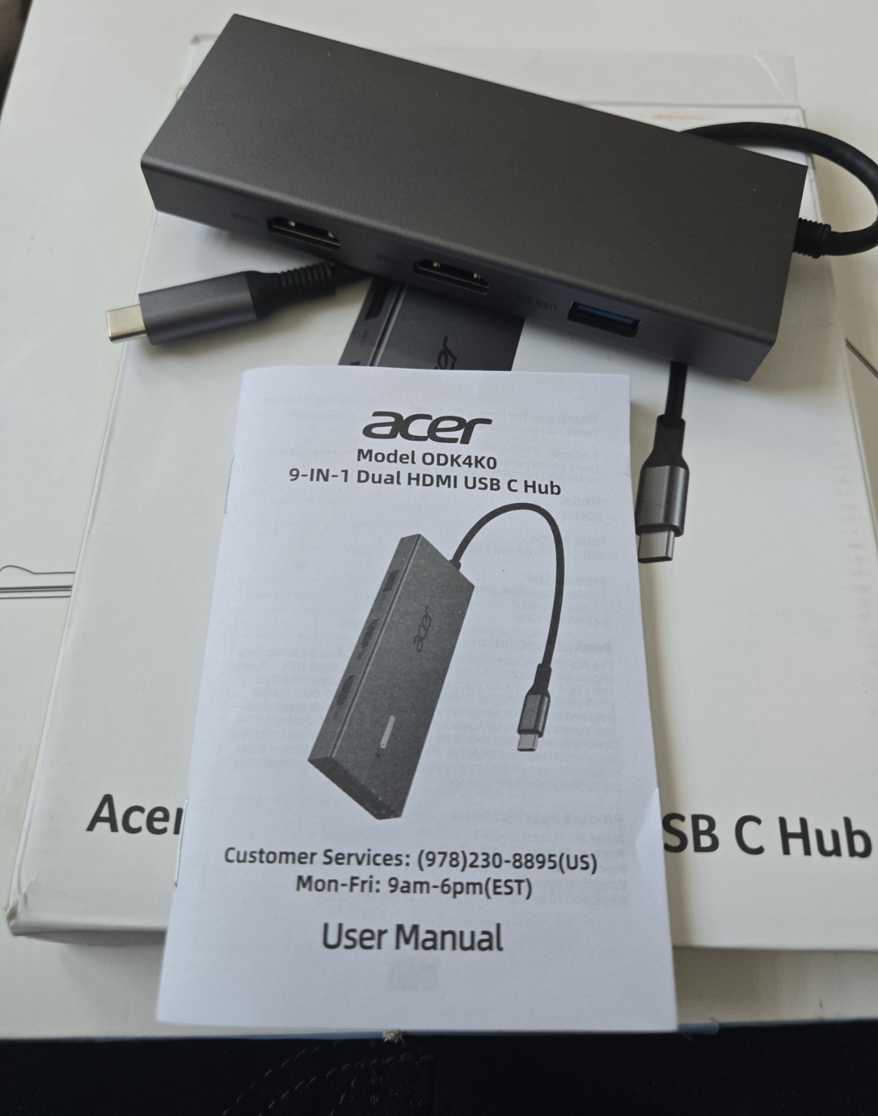 Acer 9-In-1 USB C Hub ~ 4K HDMI, Ethernet Adapter, 5Gbps USBA 3.0, SD Card