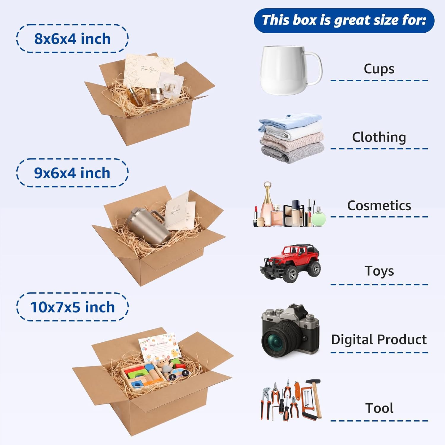 CRUGLA Assorted Sizes Shipping Boxes 30 Pack (10x7x5, 9x6x4,8x6x4), Corrugated C