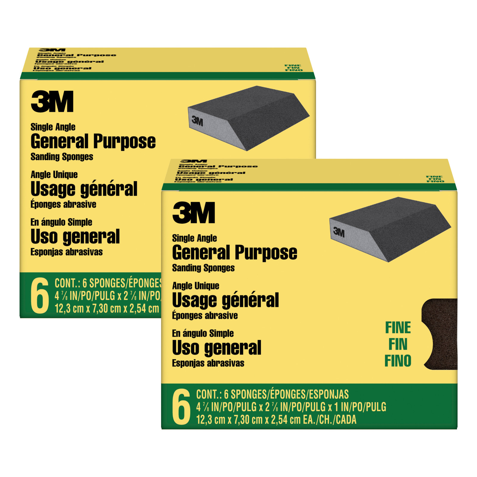3M Single Angle General Purpose Sanding Sponge [Fine]: 4-7/8 in. x 2-7/8 in. x 1