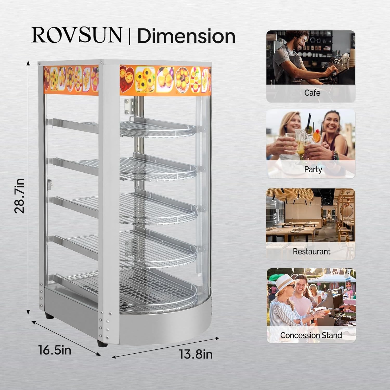 5 Tiers Commercial Food Warmer Display Electric Countertop Pretzel Pizza Warmer