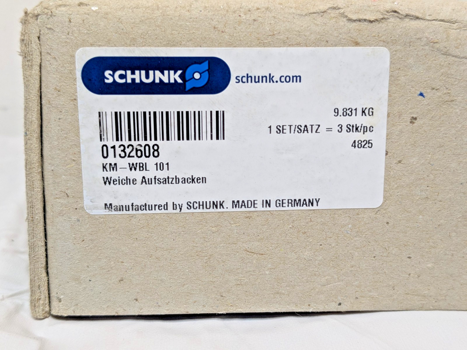 Schunk Steel Soft Lathe Chuck Jaw Set of 3 Serrated 3.937" OAH 132608