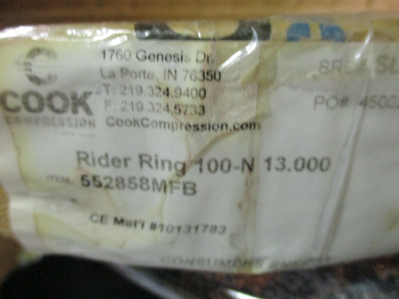 COOK COMPRESSOR RIDER BAND RING 100-N 13.000 552858MFB NOS FREE SHIPPING