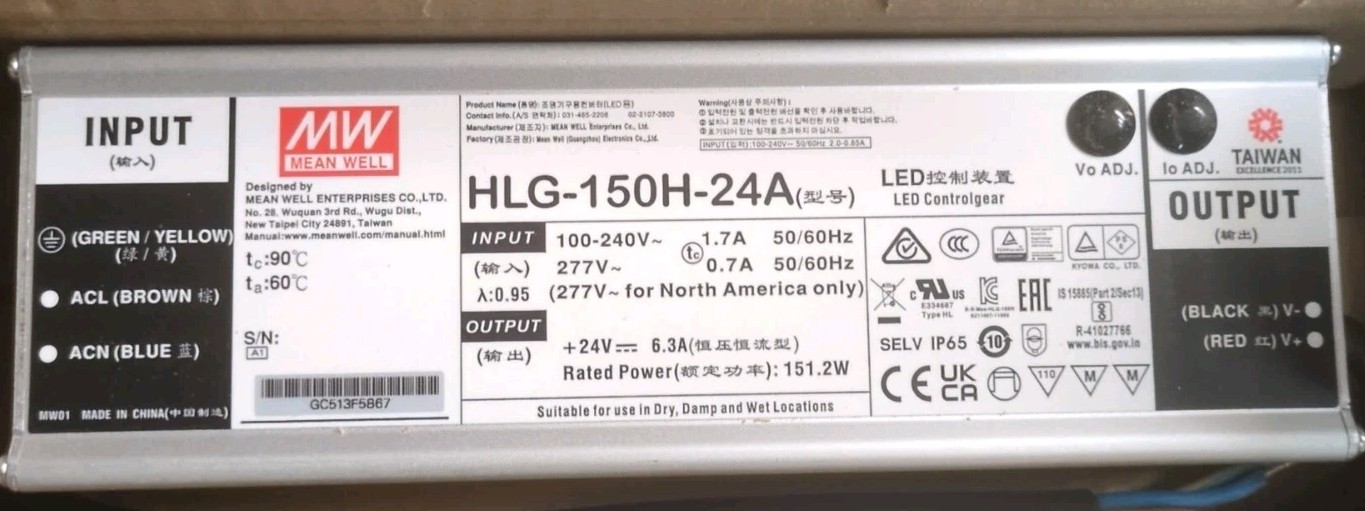 MEAN WELL.LED DRIVER HLG-150H-24A NEW. 764