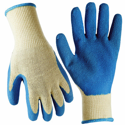 True Grip 9183-26 Work Gloves, Latex Coated Palm, Blue, L – Quantity 6