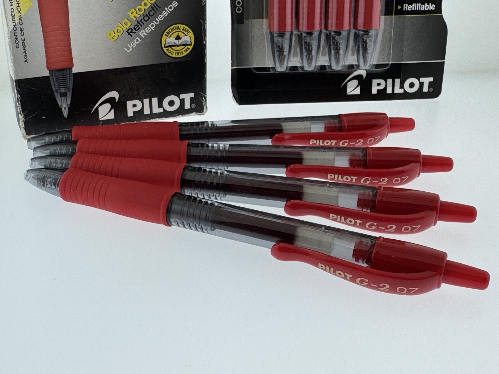 4 Pilot G2 Premium Retractable Gel Roller Ink Pens 0.7mm Red 4 – Pack or loose