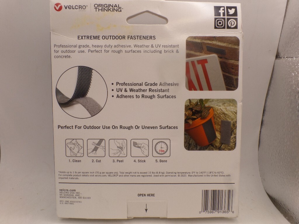VELCRO 91365 10 FT. X 1 IN. EXTREME TITANIUM TAPE UV-RESISTANT FOR ALL-WEATHER